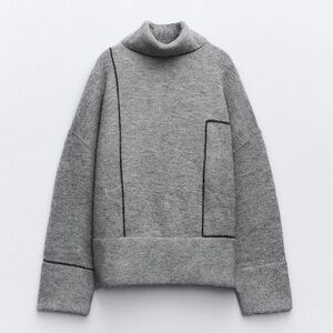 Zara Knit Sweater With Piping